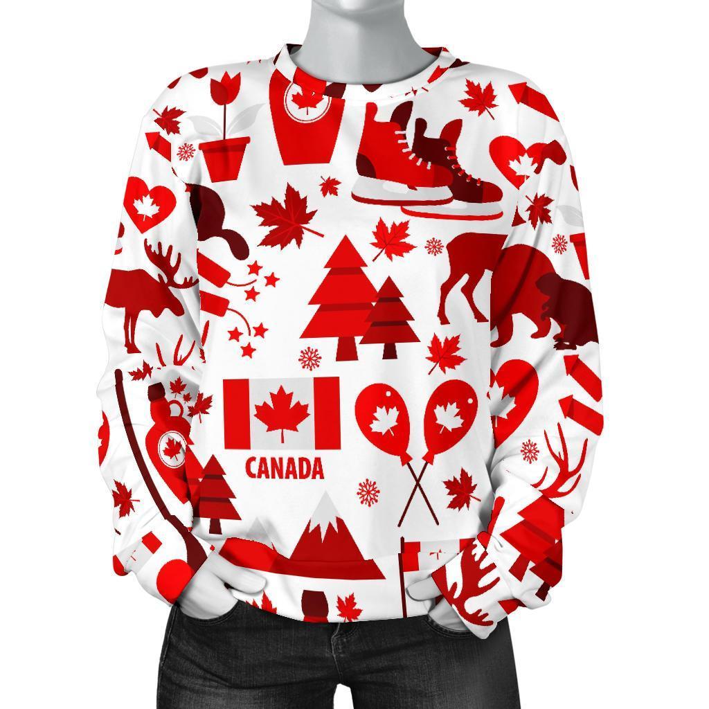 Canada Love Pattern Print Women's Sweatshirt-grizzshop