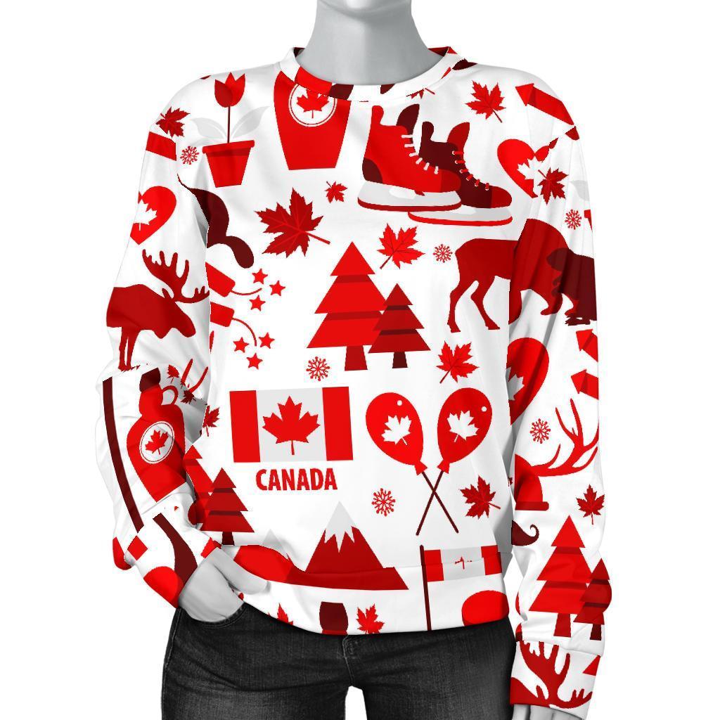 Canada Love Pattern Print Women's Sweatshirt-grizzshop