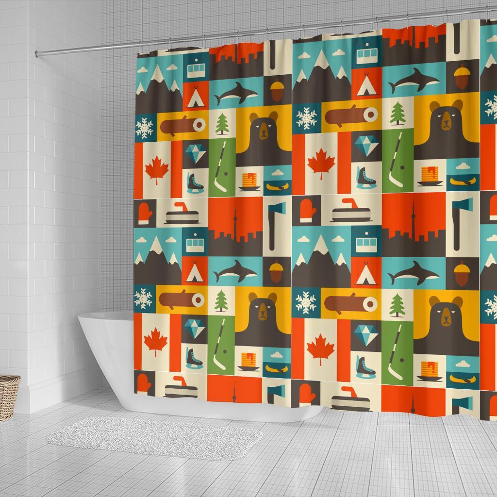 Canada Pattern Print Bathroom Shower Curtain-grizzshop