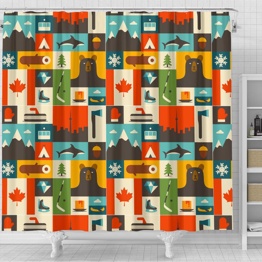 Canada Pattern Print Bathroom Shower Curtain-grizzshop