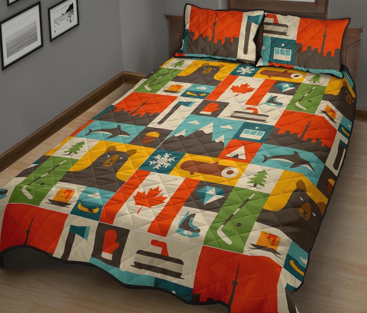 Canada Pattern Print Bed Set Quilt-grizzshop