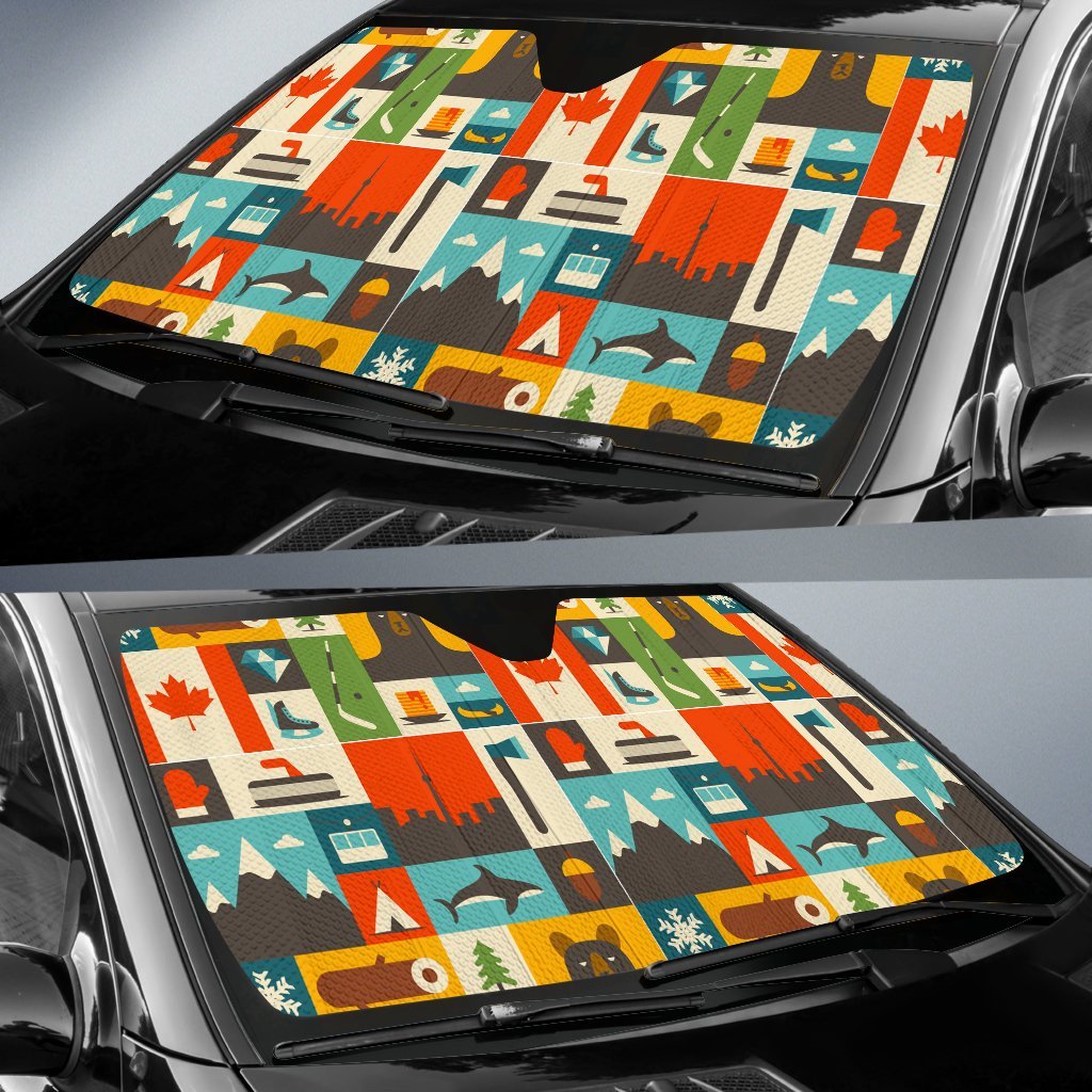 Canada Pattern Print Car Sun Shade-grizzshop