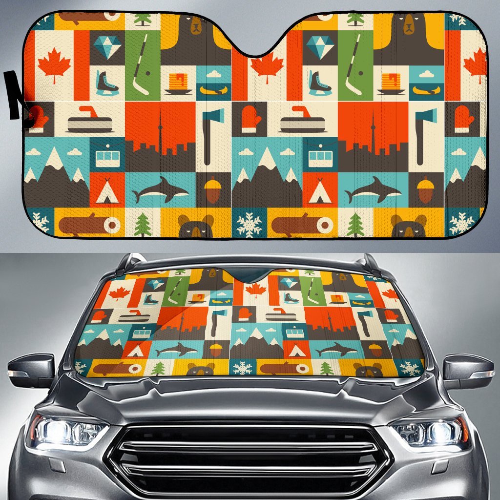 Canada Pattern Print Car Sun Shade-grizzshop