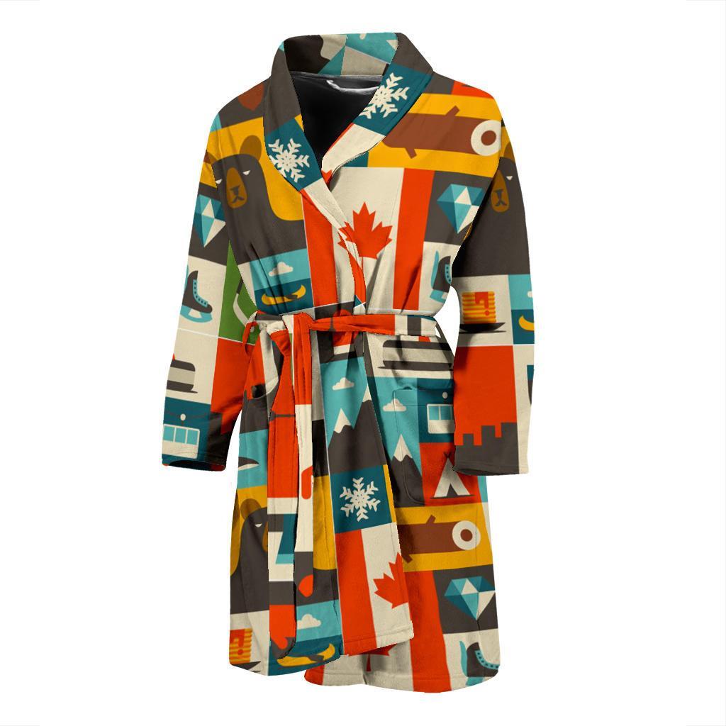 Canada Pattern Print Men Long Robe-grizzshop