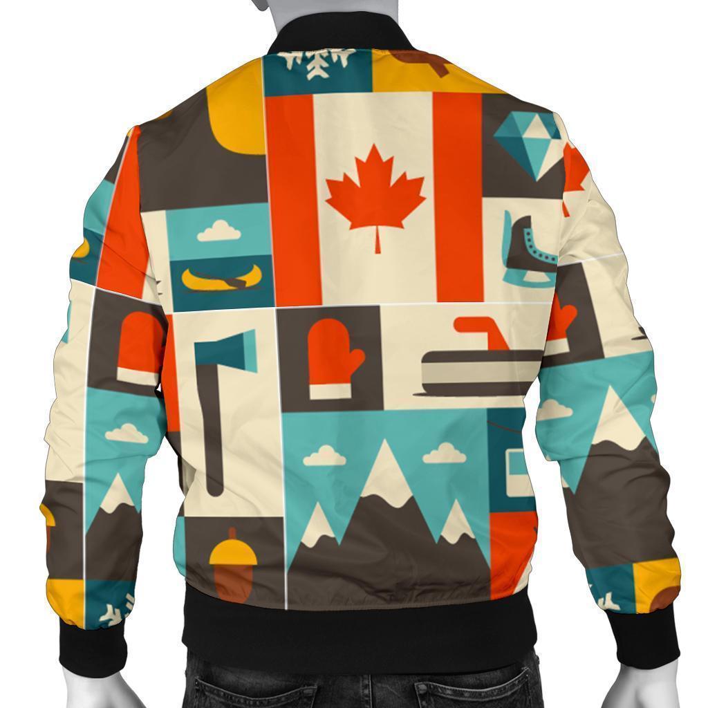 Canada Pattern Print Men's Bomber Jacket-grizzshop