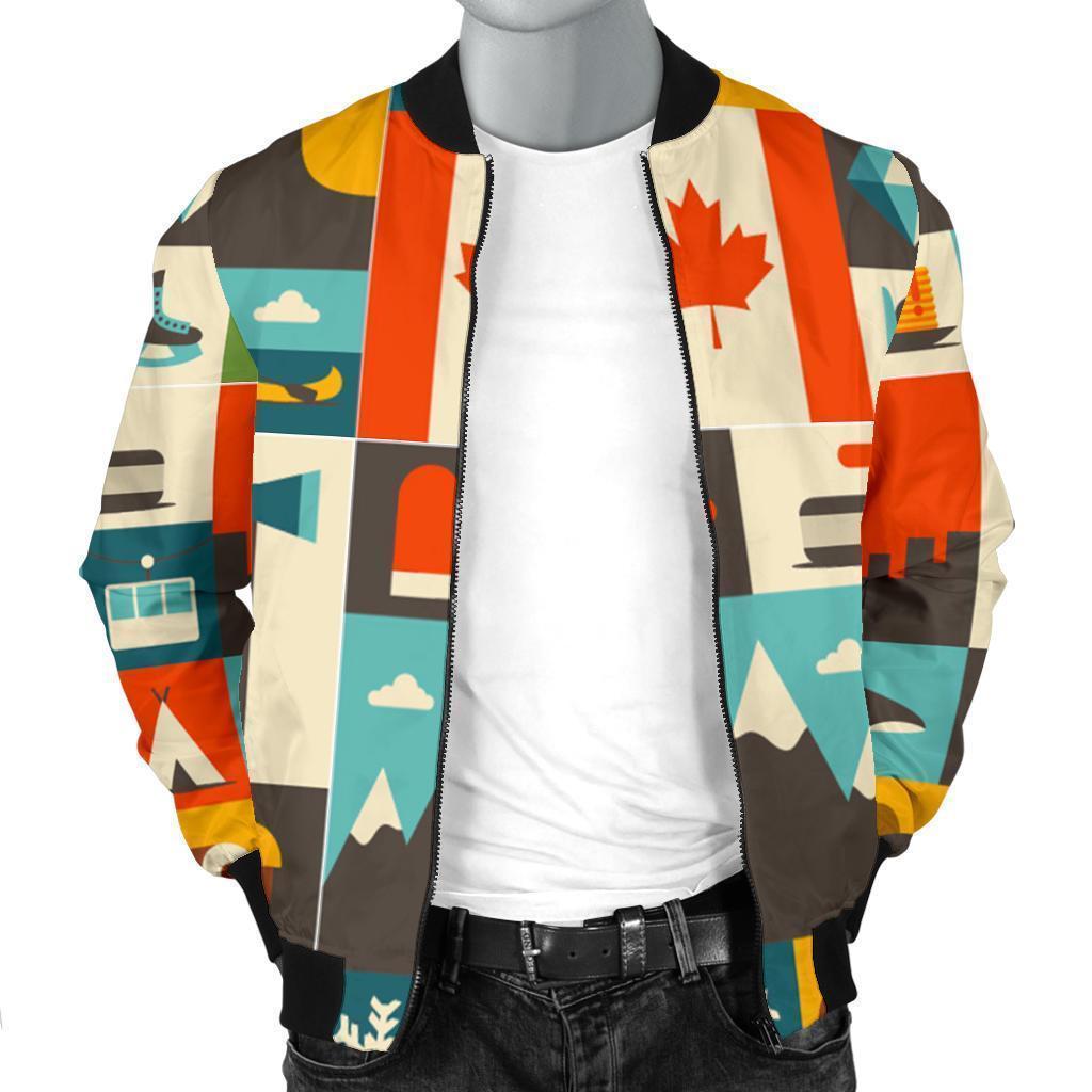 Canada Pattern Print Men's Bomber Jacket-grizzshop