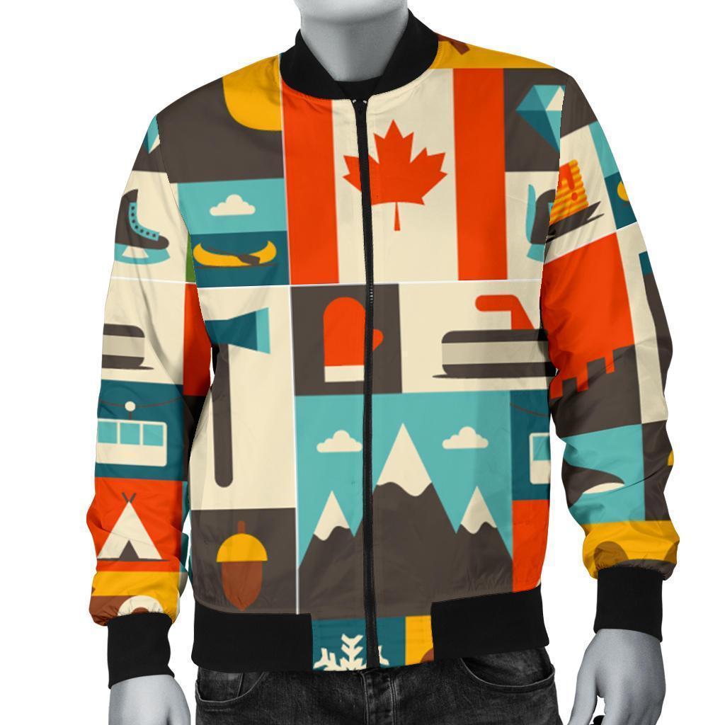 Canada Pattern Print Men's Bomber Jacket-grizzshop
