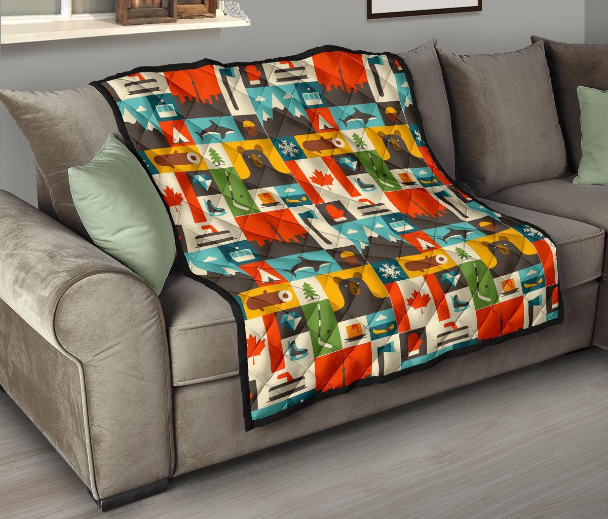 Canada Pattern Print Quilt-grizzshop
