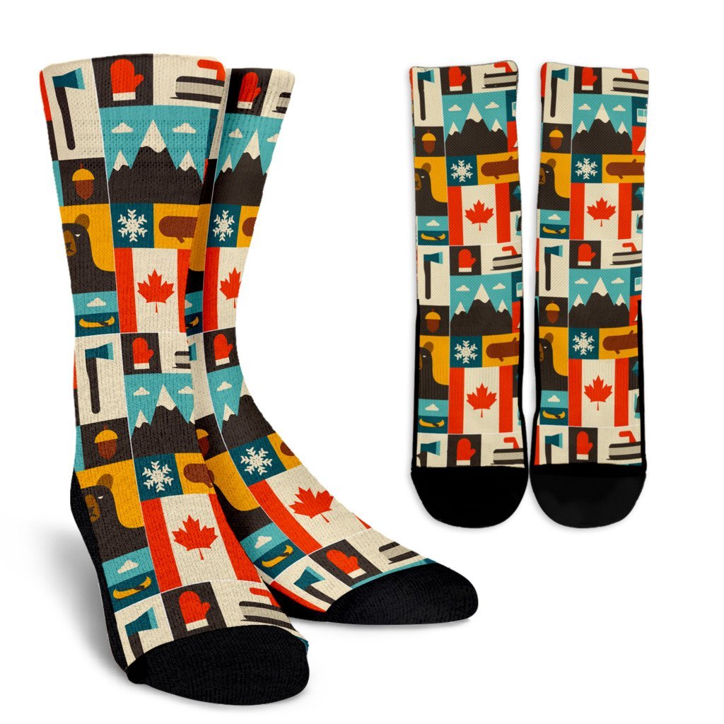 Canada Pattern Print Unisex Crew Socks-grizzshop