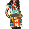 Canada Pattern Print Women Hoodie Dress-grizzshop