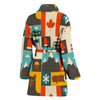Canada Pattern Print Women Long Robe-grizzshop