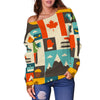 Canada Pattern Print Women Off Shoulder Sweatshirt-grizzshop