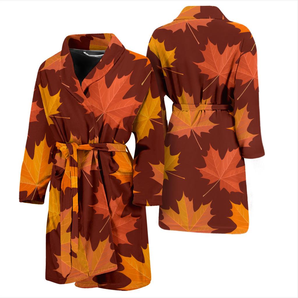 Canada Print Pattern Men Long Robe-grizzshop