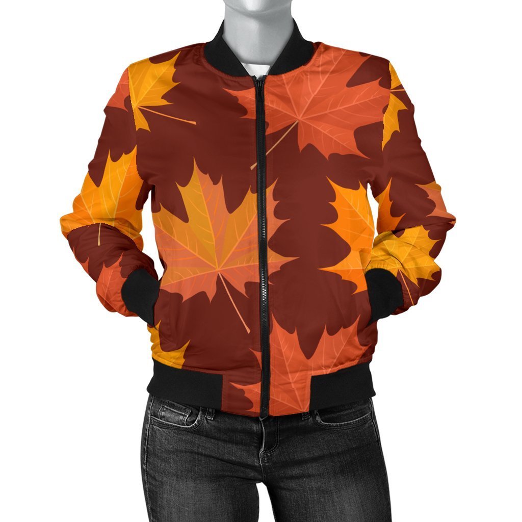 Canada Print Pattern Women Casual Bomber Jacket-grizzshop