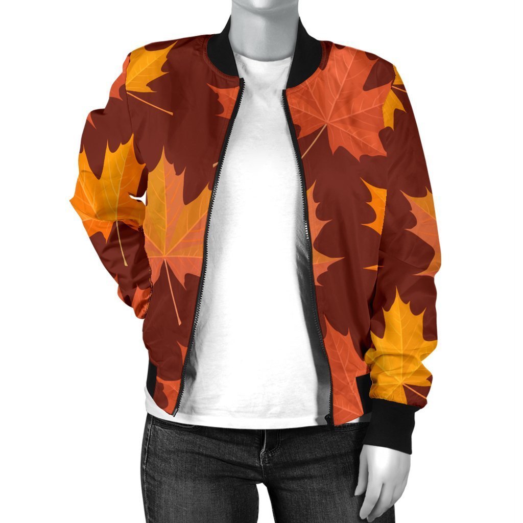 Canada Print Pattern Women Casual Bomber Jacket-grizzshop