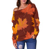 Canada Print Pattern Women Off Shoulder Sweatshirt-grizzshop