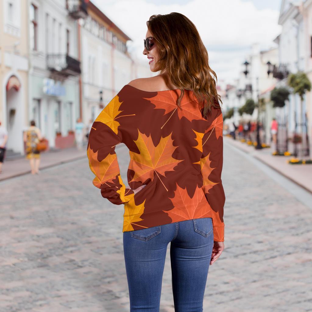 Canada Print Pattern Women Off Shoulder Sweatshirt-grizzshop