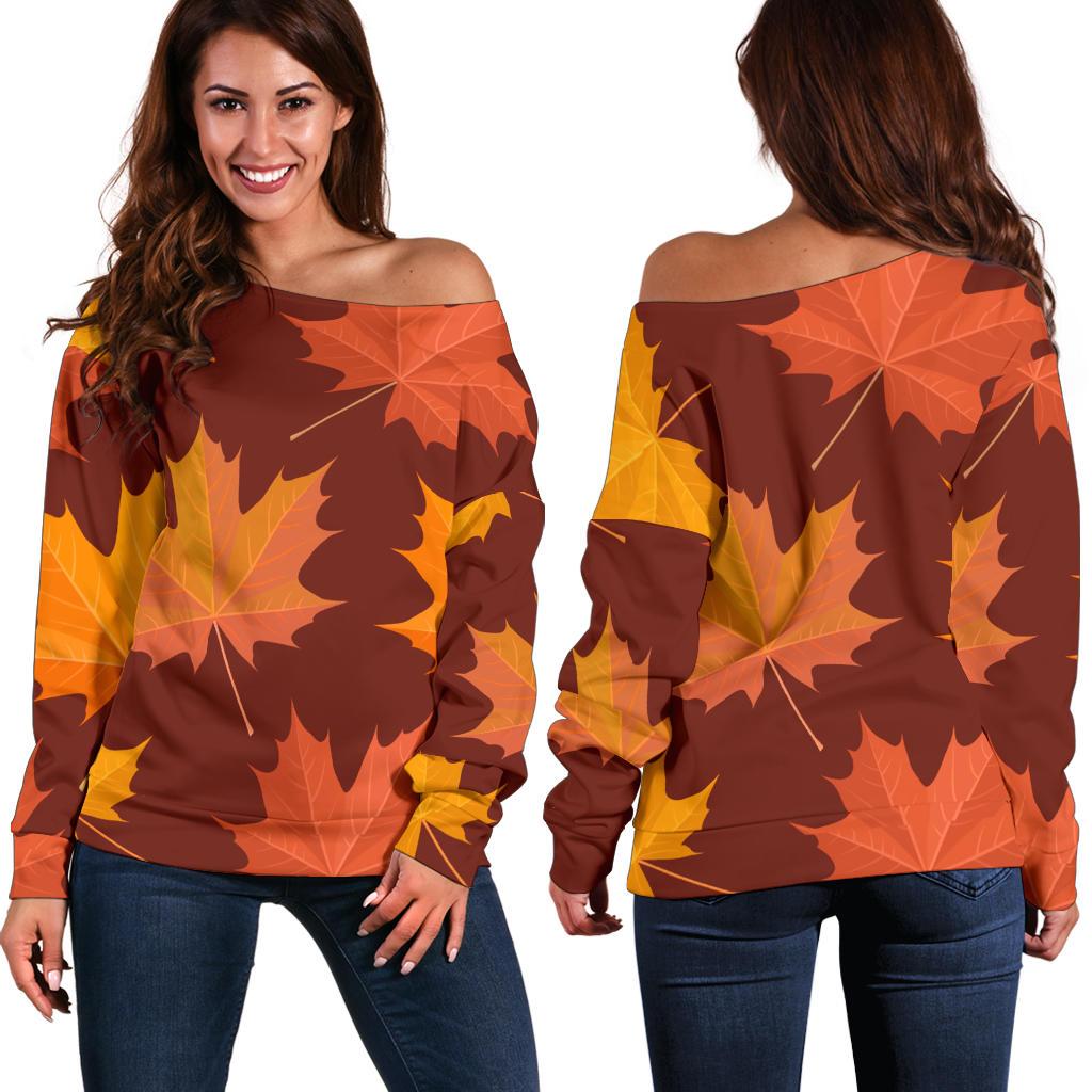 Canada Print Pattern Women Off Shoulder Sweatshirt-grizzshop