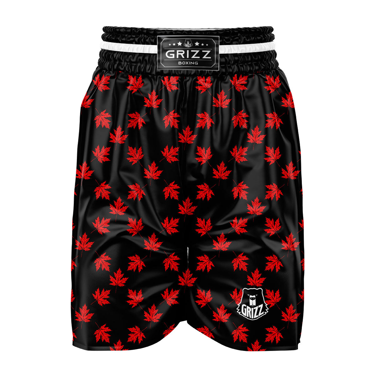 Canadian Maple Leaf Red And Black Print Boxing Shorts-grizzshop