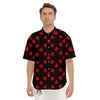 Canadian Maple Leaf Red And Black Print Men's Short Sleeve Shirts-grizzshop