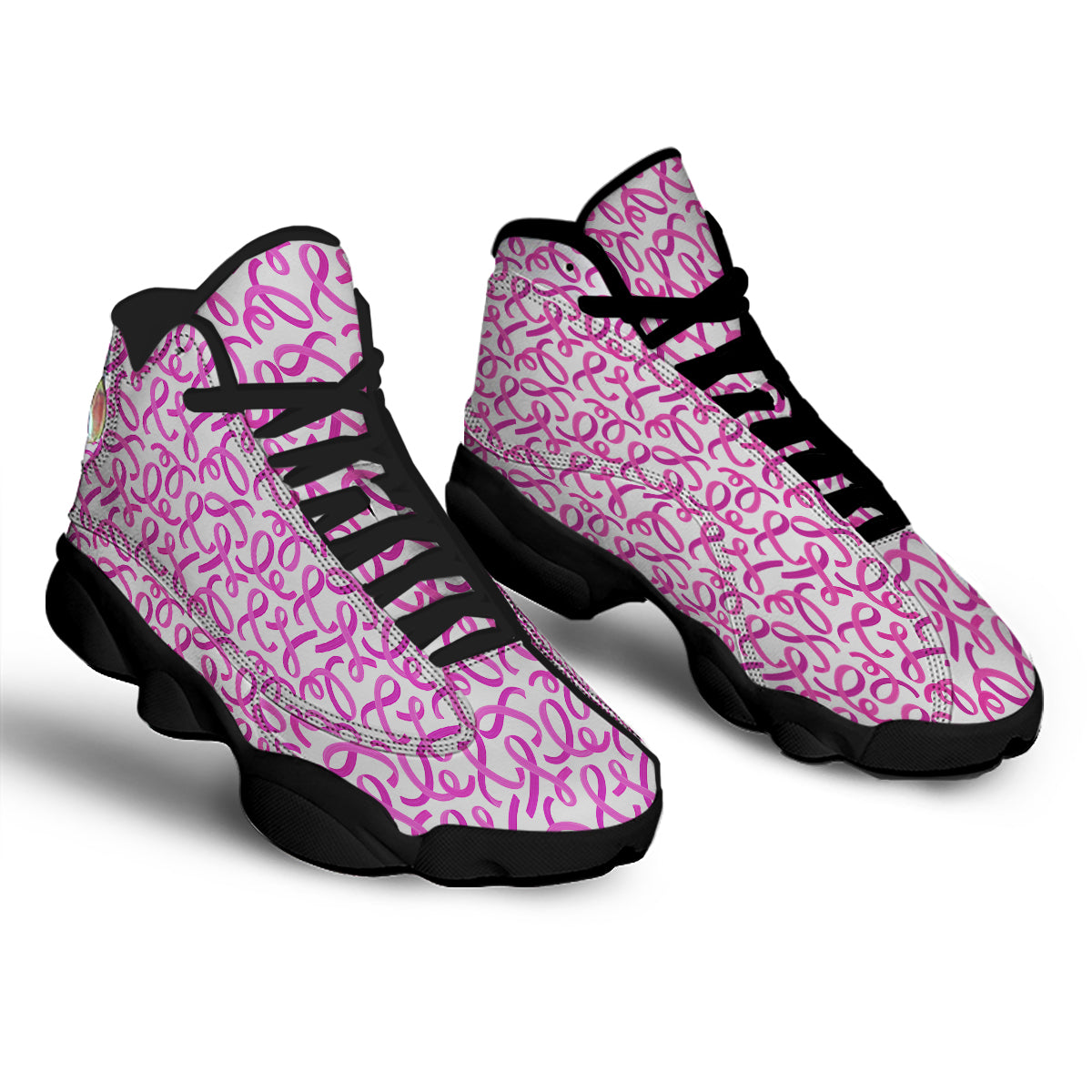 Cancer Awareness Print Pattern Black Basketball Shoes-grizzshop