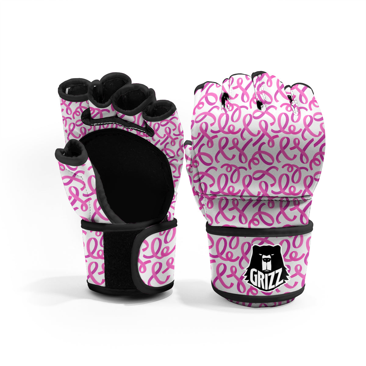 Cancer Awareness Print Pattern MMA Gloves-grizzshop