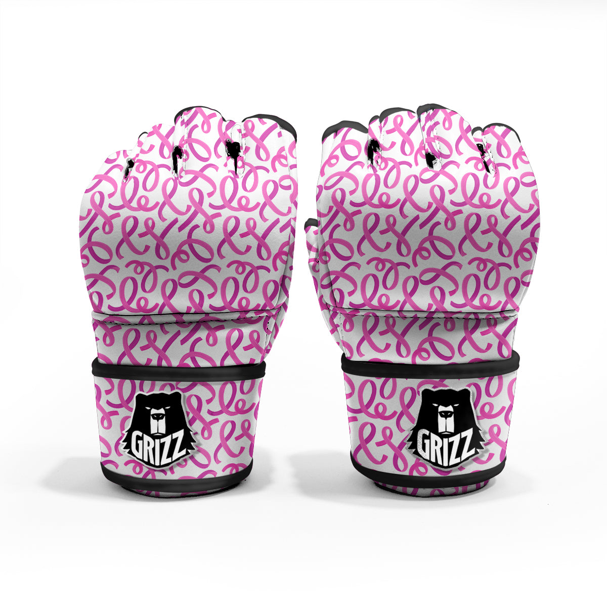 Cancer Awareness Print Pattern MMA Gloves-grizzshop