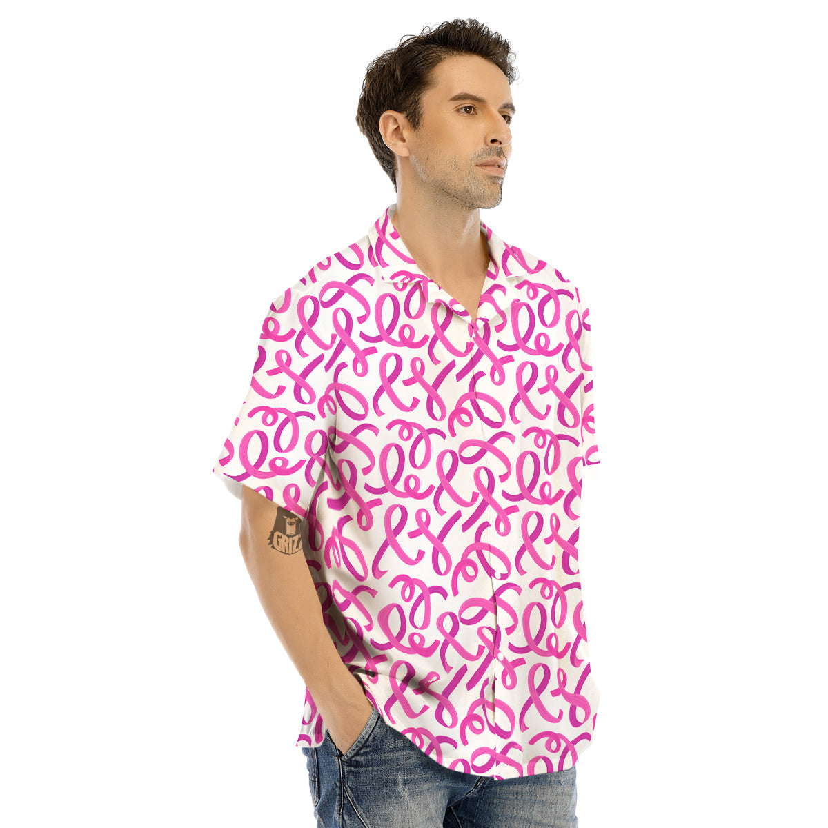 Cancer Awareness Print Pattern Men's Hawaiian Shirt-grizzshop
