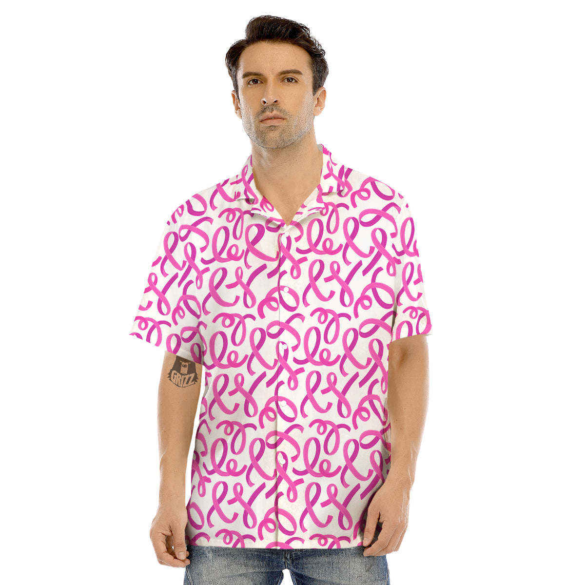 Cancer Awareness Print Pattern Men's Hawaiian Shirt-grizzshop