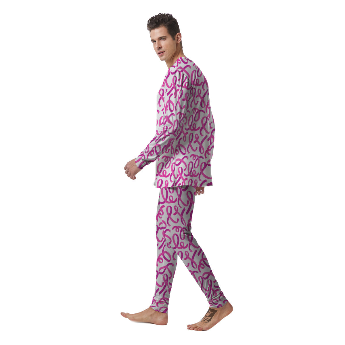 Cancer Awareness Print Pattern Men's Pajamas-grizzshop