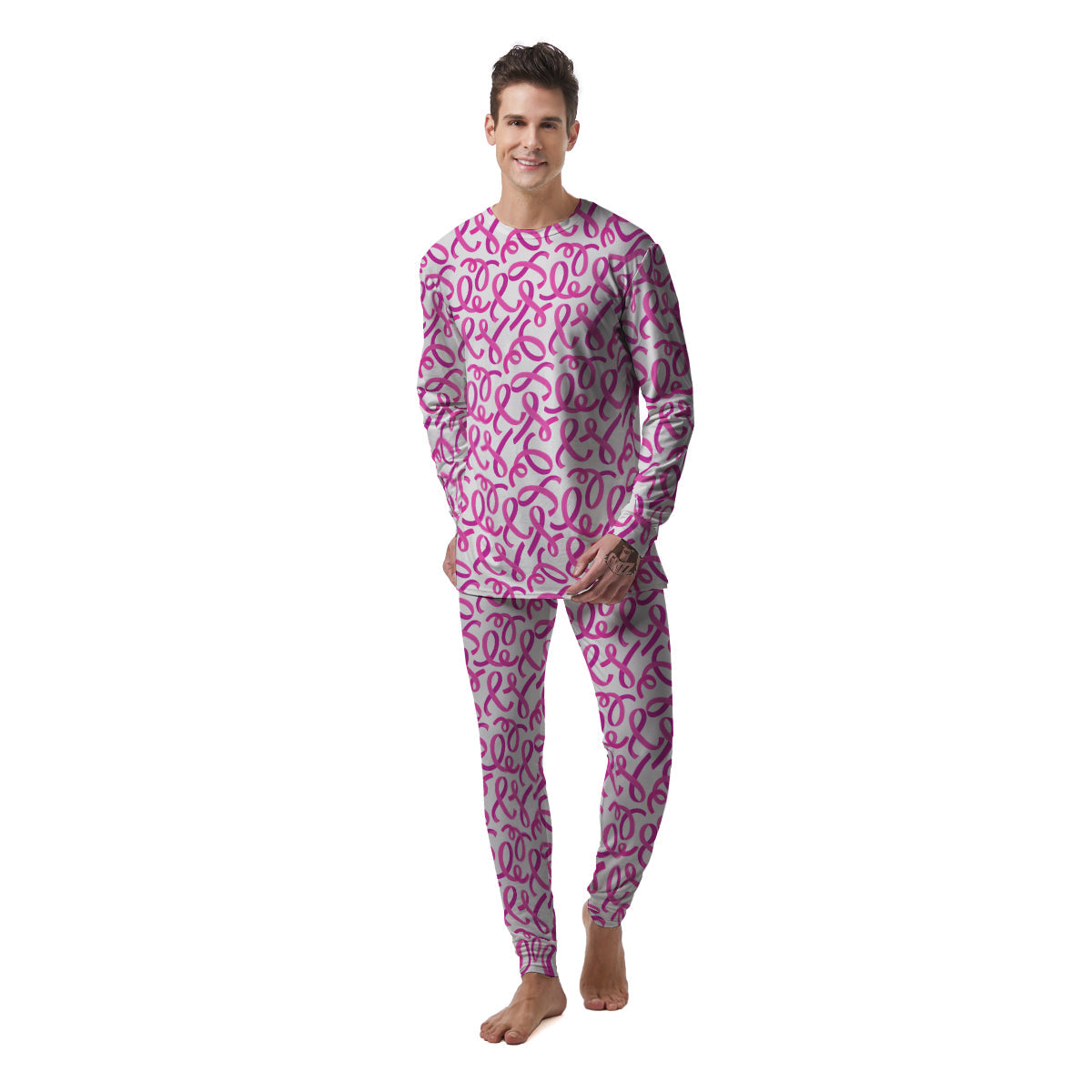 Cancer Awareness Print Pattern Men's Pajamas-grizzshop