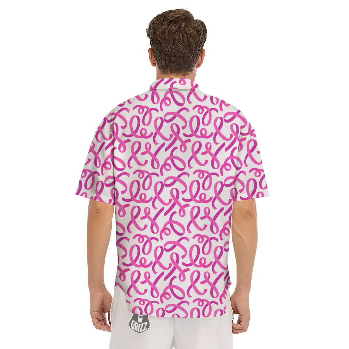 Cancer Awareness Print Pattern Men's Short Sleeve Shirts-grizzshop