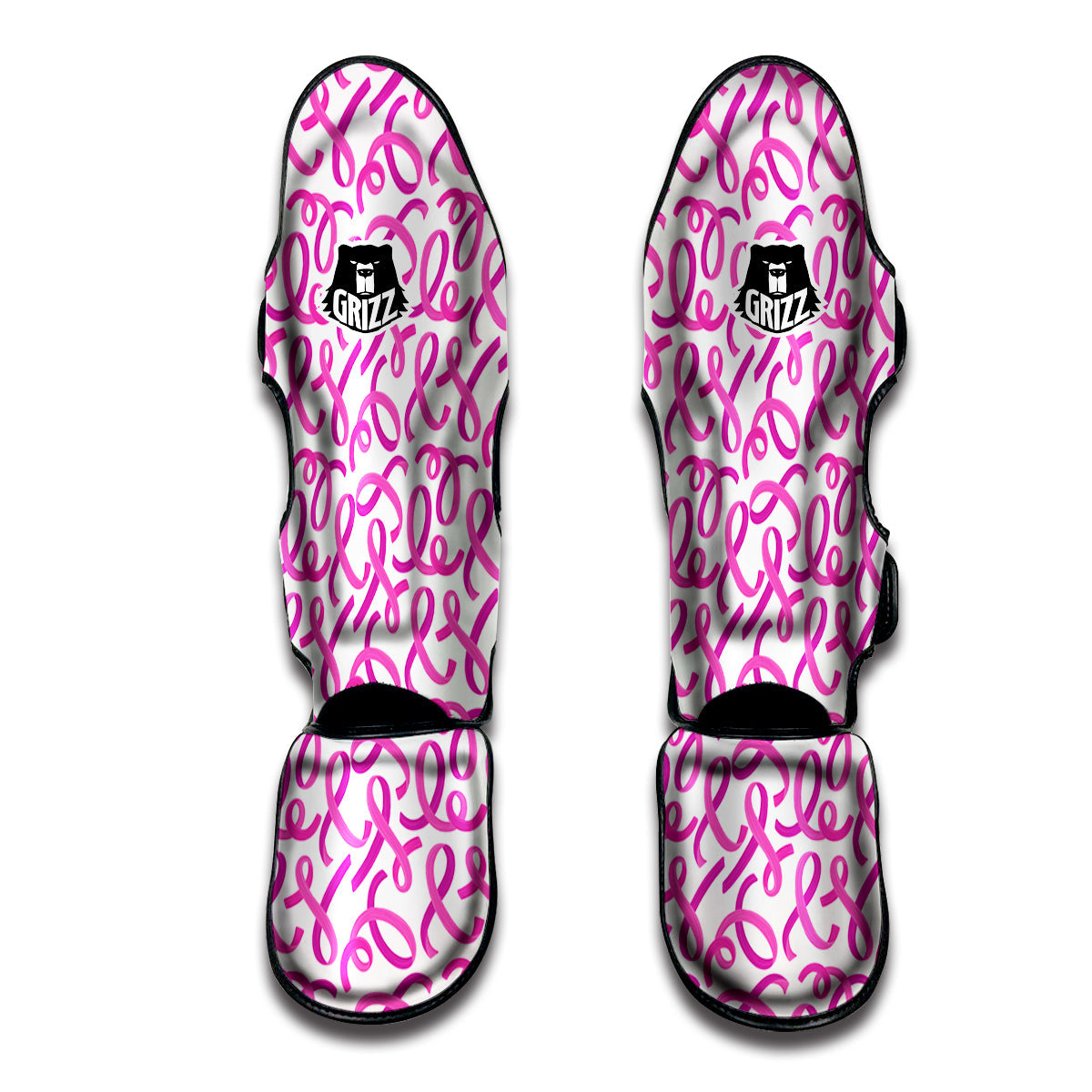 Cancer Awareness Print Pattern Muay Thai Shin Guards-grizzshop