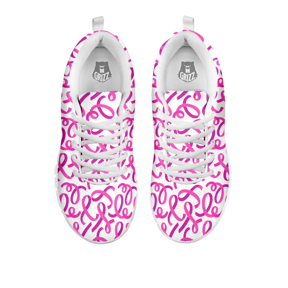Cancer Awareness Print Pattern White Sneaker-grizzshop