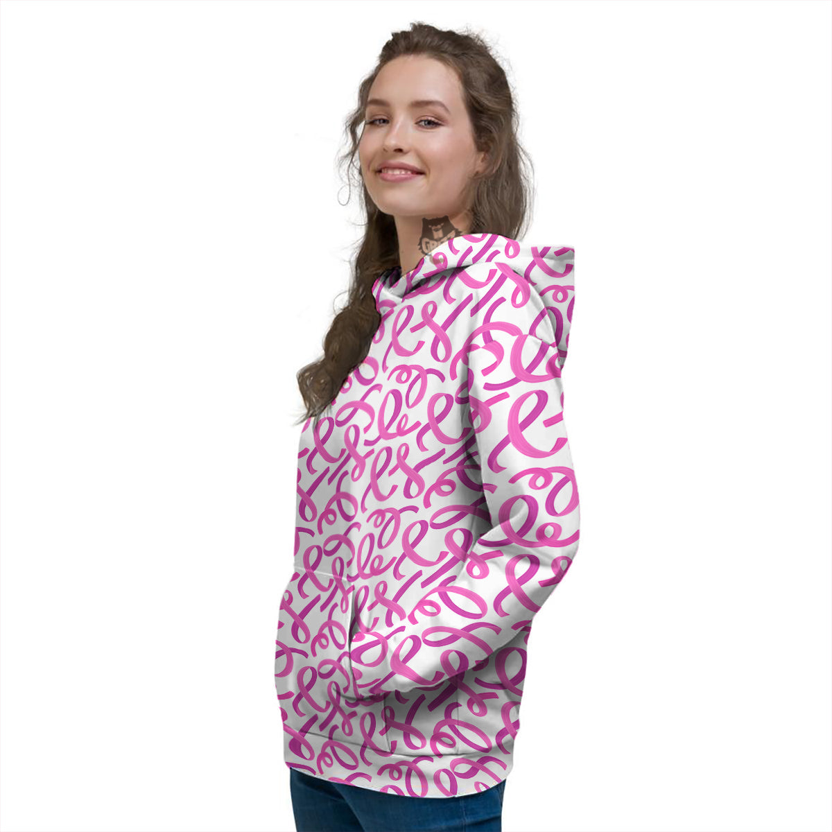 Cancer Awareness Print Pattern Women's Hoodie-grizzshop
