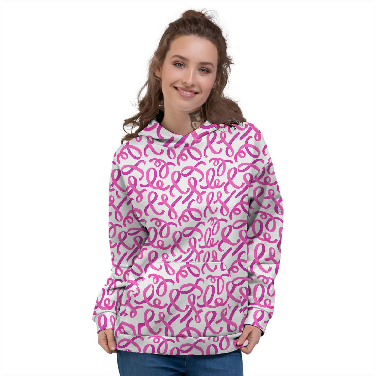 Cancer Awareness Print Pattern Women's Hoodie-grizzshop