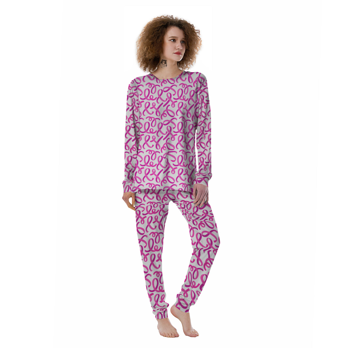 Cancer Awareness Print Pattern Women's Pajamas-grizzshop