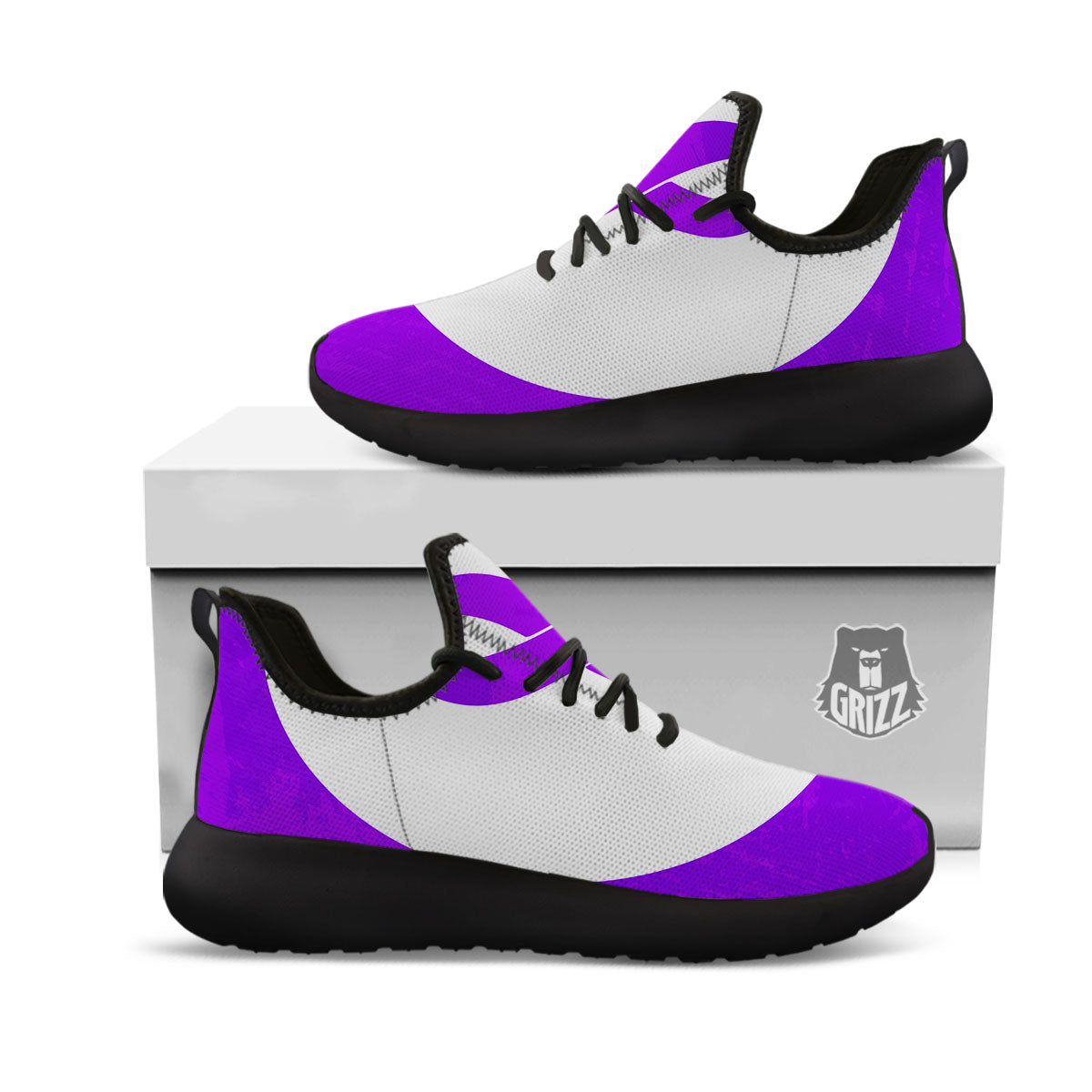 Cancer Awareness Ribbon Purple Print Black Athletic Shoes-grizzshop