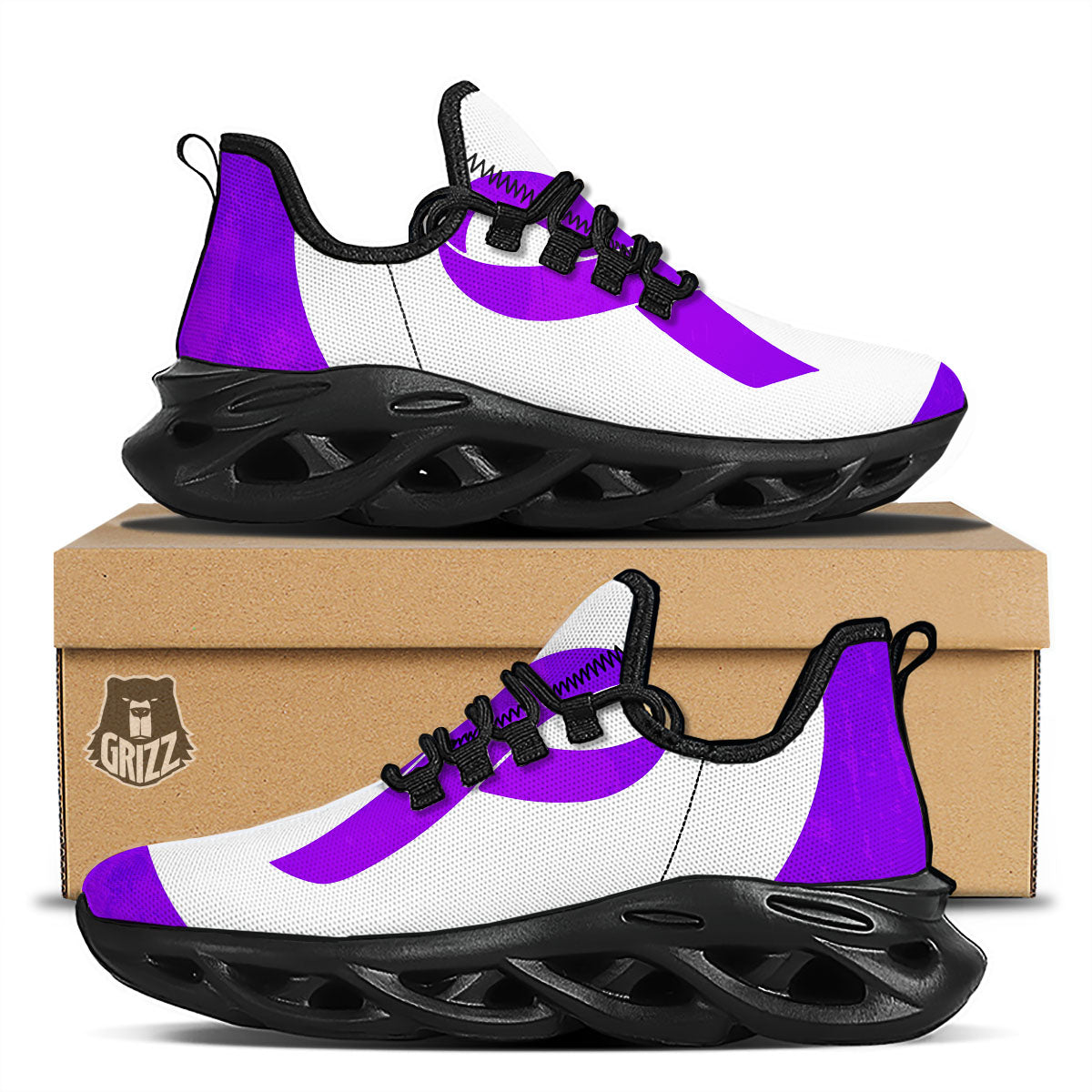 Cancer Awareness Ribbon Purple Print Black Running Shoes-grizzshop