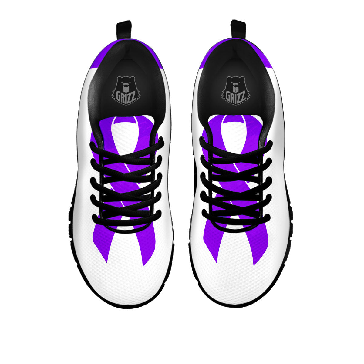 Cancer Awareness Ribbon Purple Print Black Sneaker-grizzshop