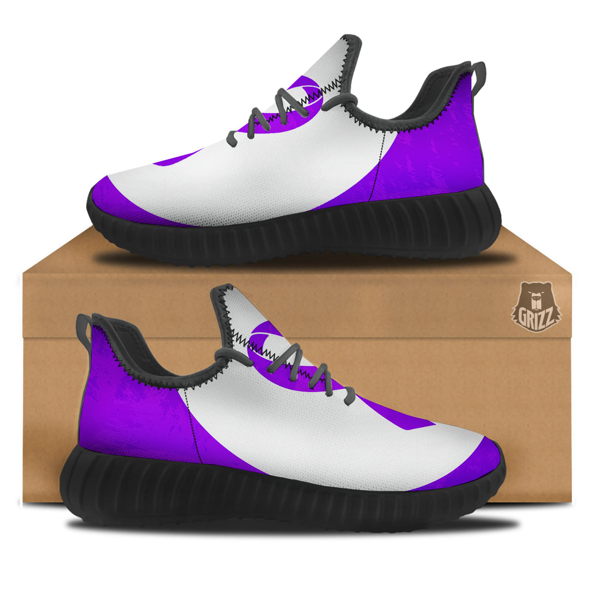 Cancer Awareness Ribbon Purple Print Black Walking Shoes-grizzshop