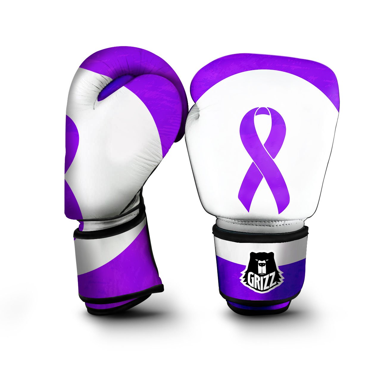 Cancer Awareness Ribbon Purple Print Boxing Gloves-grizzshop