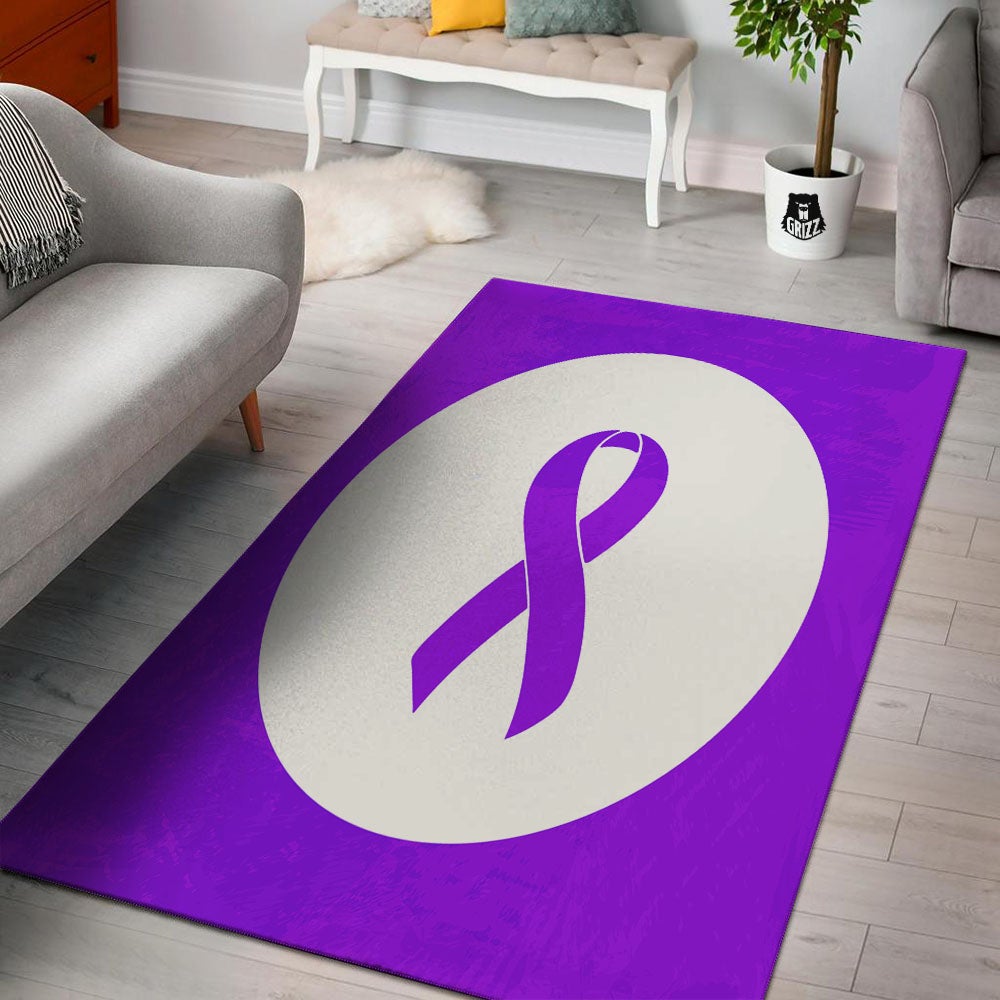 Cancer Awareness Ribbon Purple Print Floor Mat-grizzshop