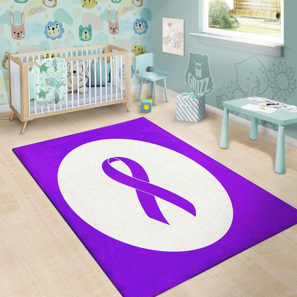 Cancer Awareness Ribbon Purple Print Floor Mat-grizzshop