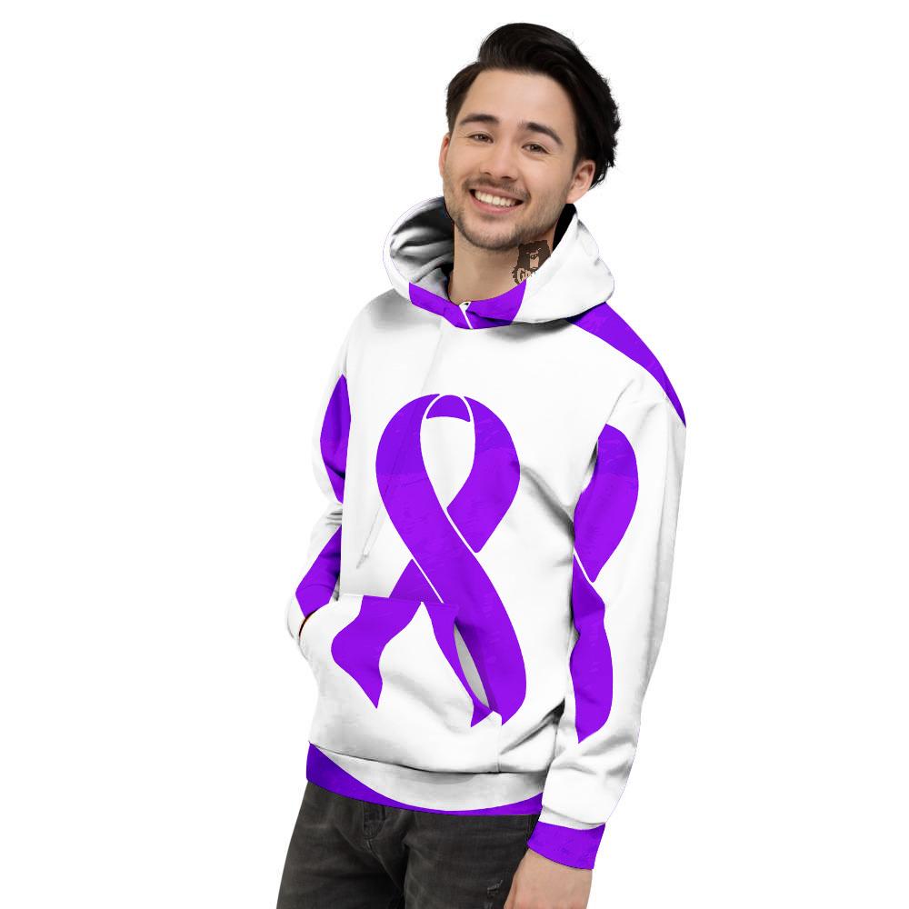 Cancer Awareness Ribbon Purple Print Men's Hoodie-grizzshop
