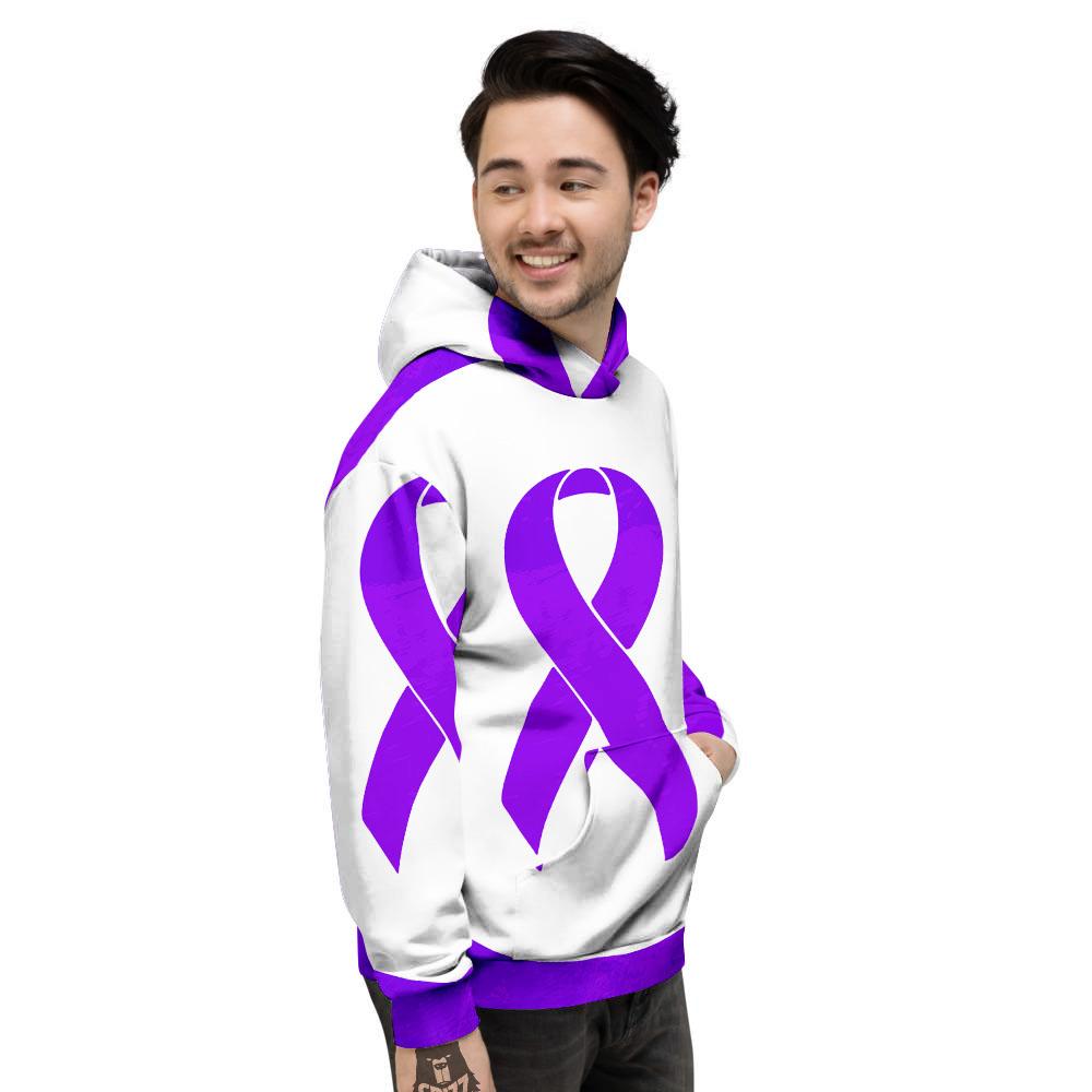 Cancer Awareness Ribbon Purple Print Men's Hoodie-grizzshop
