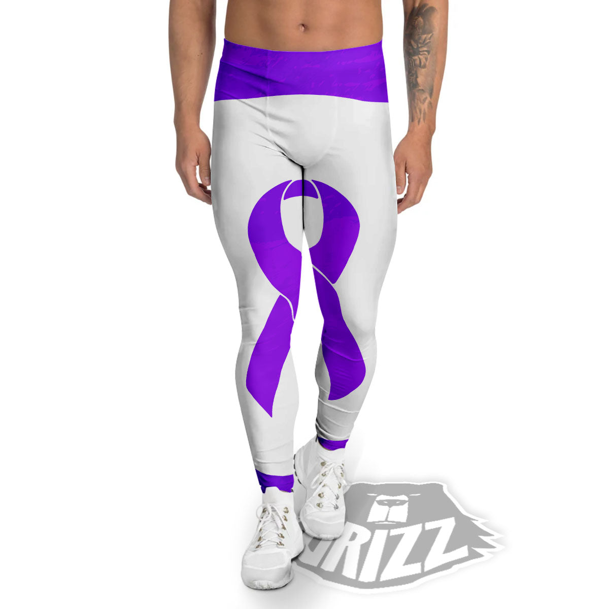 Cancer Awareness Ribbon Purple Print Men's Leggings-grizzshop