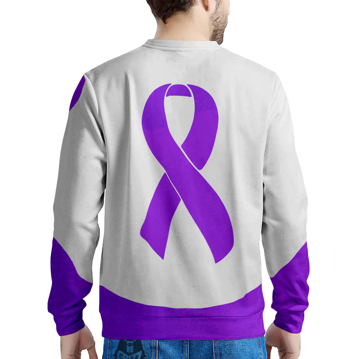 Cancer Awareness Ribbon Purple Print Men's Sweatshirt-grizzshop