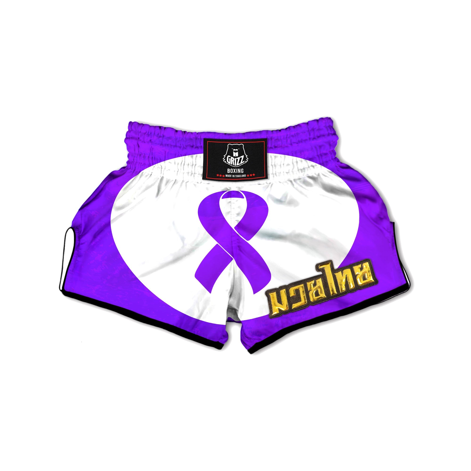 Cancer Awareness Ribbon Purple Print Muay Thai Boxing Shorts-grizzshop