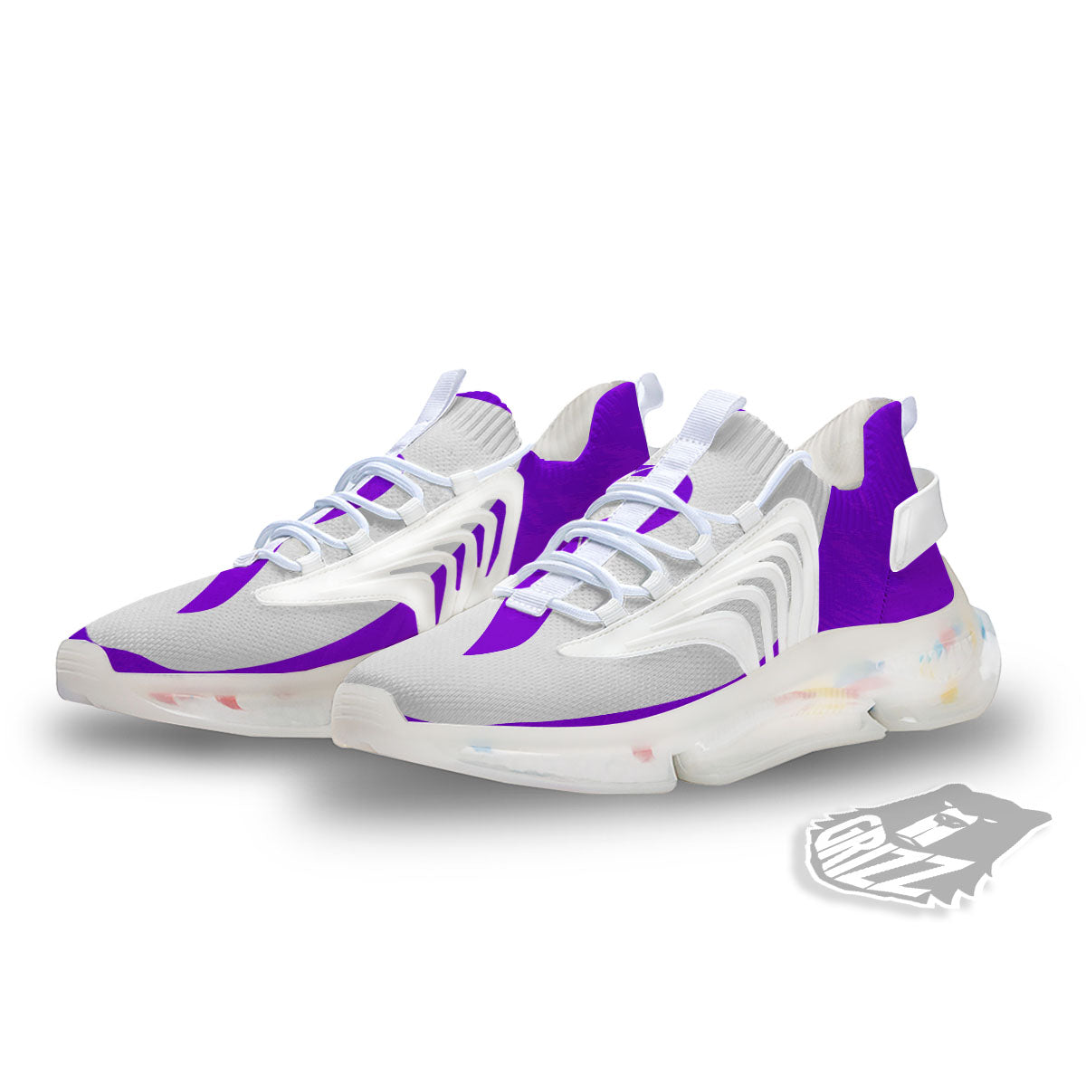 Cancer Awareness Ribbon Purple Print White Gym Shoes-grizzshop